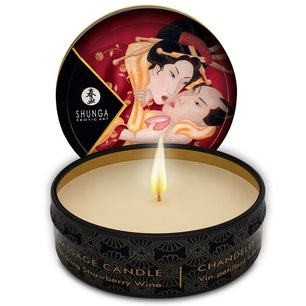 SHUNGA - Mini Caress By Candelight Candela da Massaggio Fragole e Cava 30 Ml
