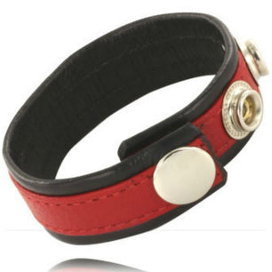 LEATHER BODY - Cinturino in Pelle Regolabile per Pene Rosso-nero