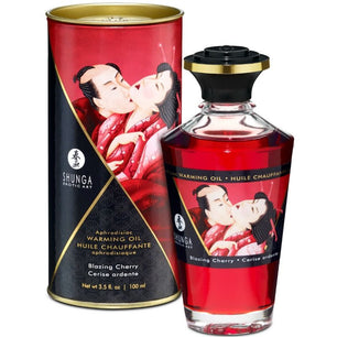 SHUNGA - Olio da Massaggio Effetto Calore Sapore Intenso di Ciliegia 100 Ml