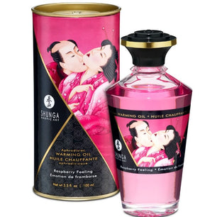 SHUNGA - Olio da Massaggio Effetto Calore Sapore Intenso di Lampone 100 Ml