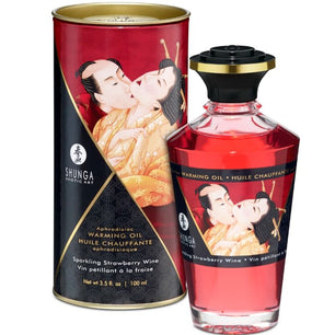 SHUNGA - Olio da Massaggio Effetto Calore Fragole e Cava 100 Ml