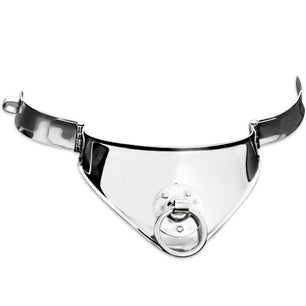 METAL HARD - Collare di Contenimento Rigido in Metallo con Anello e Lucchetto 12,5 Cm