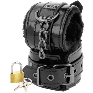 DARKNESS - Manette Nere Regolabili in Pelle con Lucchetto