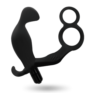 ADDICTED TOYS - Plug Anale con Doppio Anello per Pene e Testicoli Neri