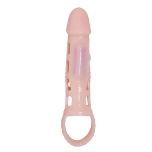BAILE - Copertura Estensore Pene con Vibrazione e Cinturino Naturale 13.5 Cm
