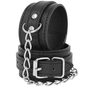 DARKNESS - Manette in Pelle Strutturata Nera