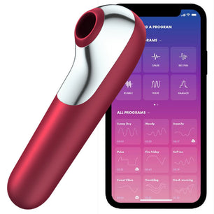 SATISFYER - Vibratore e Ventosa Dual Love con Aria Pulsata Rosso