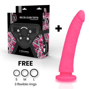 DELTA CLUB - Toys Imbracatura + Dong Silicone Rosa 20 Cm -o- 4 Cm