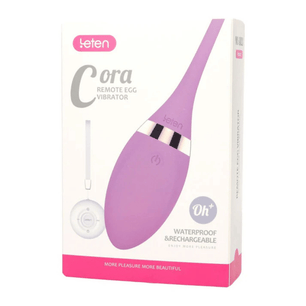 Confezione del vibratore a uovo Leten Cora con telecomando wireless, dispositivo ricaricabile e impermeabile