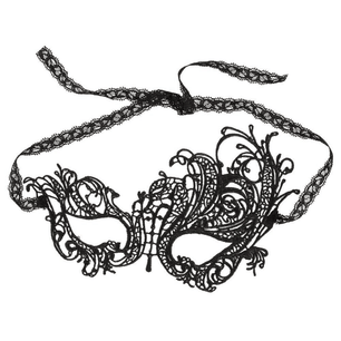 Maschera veneziana in pizzo nero con laccetto da annodare