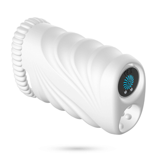 Masturbatore da allenamento vibrante Nautilus bianco, vista angolata