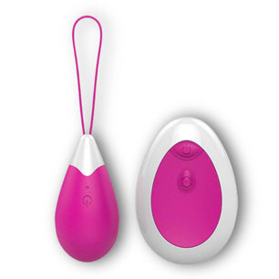 Ovetto vibrante telecomandato rosa con telecomando wireless, vista prodotto su sfondo bianco