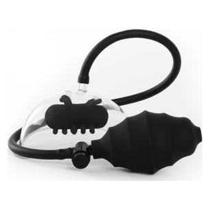 Pompa vibrante per clitoride con cupola trasparente, tubo flessibile e inserti stimolanti in silicone