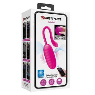 Pretty Love Catalina rosa, vista angolata con corpo ovale e stelo flessibile.