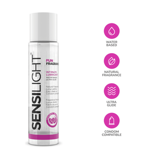 Lubrificante intimo Sensilight a base d’acqua con fragranza naturale Tutti Frutti, ultra glide e compatibile con preservativi
