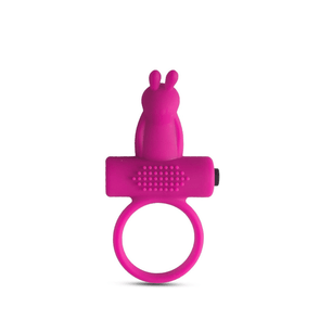 Funny Rabbit Pink Toyz4Lovers, anello vibrante rosa in silicone con stimolatore a forma di coniglietto, vista frontale